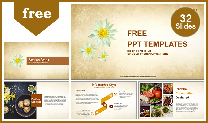 Brown Flowers Powerpoint Templates - Brown, Flowers - Free PPT