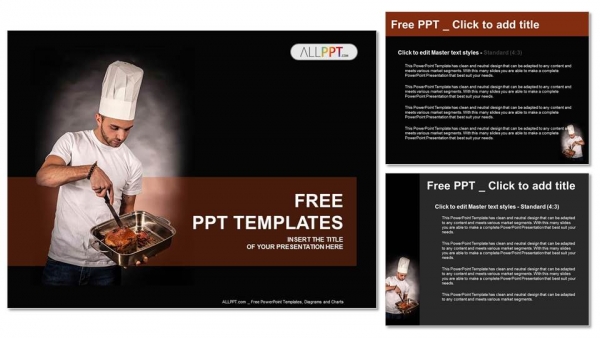 Chef cook holding pan with meat PowerPoint Templates - Slidesgo templates