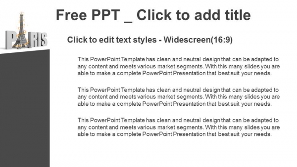 Paris word with eiffel tower PowerPoint Templates - Slidesgo templates