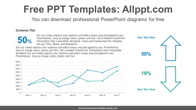 Up-down line chart PowerPoint Diagram Template - Powerpoint and google ...